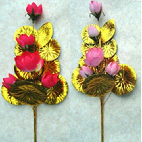 お盆用品　盆花5輪（赤／ピンク）