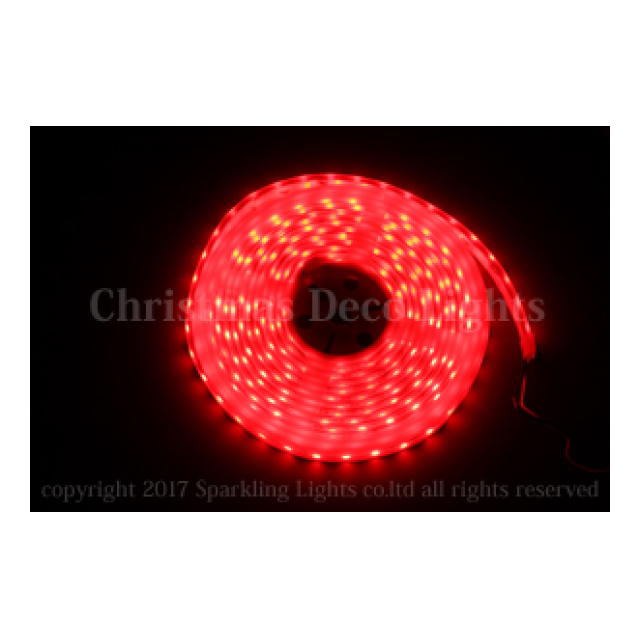 防水型LEDテープライト、SMD5050型(R3)、レッド(赤)、300球、5m巻、白基板、シリコンチューブ、IP65、部品別売り、エンド側コード無し