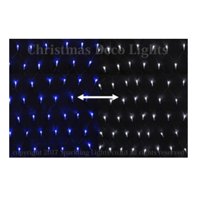 LEDイルミネーション、カラーチェンジネット(網状)、プロ仕様(V4)、180球、ホワイト/ブルー
