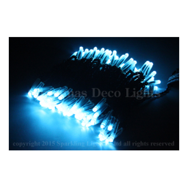LEDイルミネーション、ストリング(ストレート)、2回路点滅、プロ仕様(V4)、100球、アクアブルー