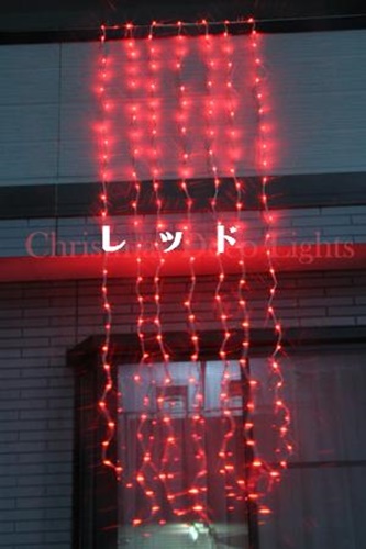 LEDイルミネーション、ウオーターフォールカーテン(ナイアガラ)、上下方向点滅、プロ仕様(V4)、256球、レッド(赤)