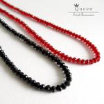 スワロ風ブリオレットカットプチビーズネックレス（冠付き） 