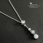 【キュービックジルコニア】シンプルストーン1+3粒チャームペンダント（冠付き） 