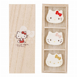 ハローキティ・陶器メーカー・山加・木箱入箸置き3個セット・日..