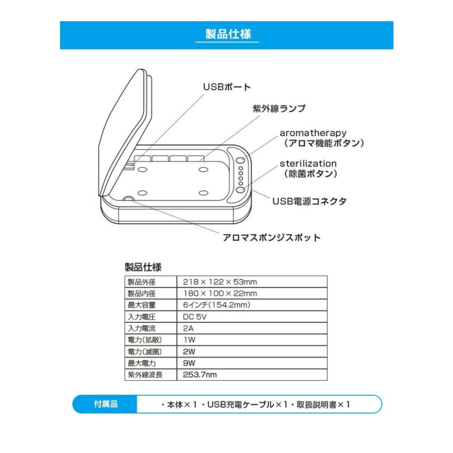 特価商材・スマホ＆マスク＆アロマ・多機能UV除菌ボックス・USB