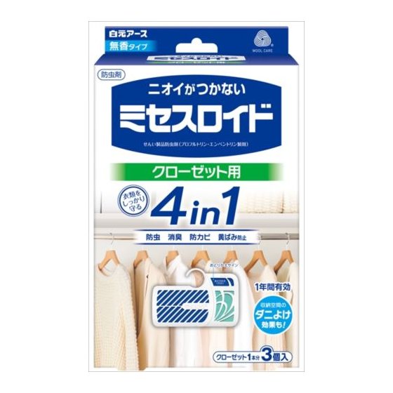 ミセスロイド　クローゼット用３個入　１年防虫