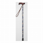 夢ライフステッキ　柄杖折りたたみ伸縮型 花ブラック