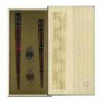 一双　吉兆桐箱夫婦箸　梅と千鳥 23cm&20.5cm 【カトラリー】