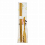 彫刻木箸スプーンセット　箱入 6F38-7