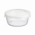 耐熱ガラス製保存容器・丸600　透明ホワイト MST-60-TW