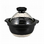 フタがガラスの土鍋8号　白土 GDN-225-B-W