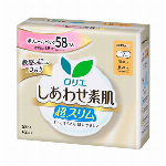【医薬部外品】ロリエ　しあわせ素肌　ボリュームパック　超スリム　軽い日用１７ｃｍ　羽なし 58個入