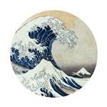 デカ缶バッジ 葛飾北斎 冨嶽三十六景 神奈川沖浪裏 丸250mm 【壁掛け＆立て掛けの両方に対応】（白箱入・日本製・浮世絵グッズ）