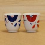 インディゴフラワー　コップ　(青／赤) 