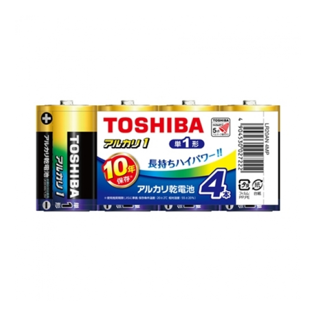 東芝 アルカリ乾電池 アルカリ1 単1形 4本パック LR20AN 4MP