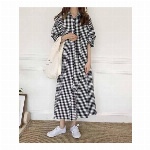 ギンガムチェックロングシャツワンピース