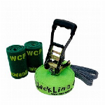 【スラックライン】【WCP Slackline】 Glitterline 15m　『Fluorescent Green/蛍光緑発光ライン』 （ツリーウェア2枚/収納ザック付属） 日本メーカー最新モデル発売 バランスウォーカー スタンダードライン 綱渡り ドッペルギャンガー 体幹 ボルダリング