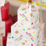 バースデイエレガントリボン付ギフトバッグ-S