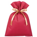 不織布リボン付バッグブラウン-Ｍ