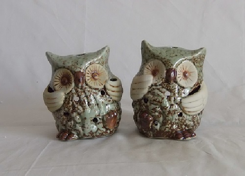 陶器フクロウ置物左右