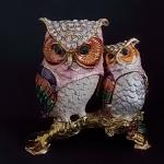 七宝焼ピル―ケス　親子フクロウ