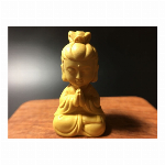 柘植木彫り　黄楊　可愛い観音菩薩　仏具 仏像 　置物 お守り 　根付　縁起物　枕本尊　仏教美術