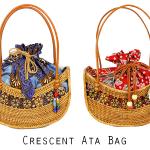 インドネシア製アタカゴ　バッグ　バティック布付