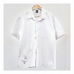 【325】フロントヘム ワークシャツ カジュアル 無地シャツ メンズ ホワイト