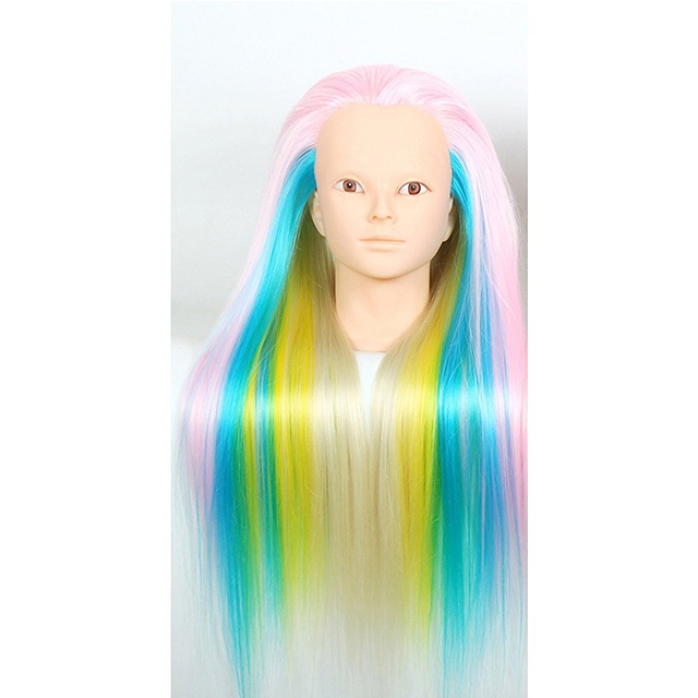 CHTM 彩色耐熱繊維練習へアレンジ用モデルマネキン 美容師カット 練習用マネキン　ヘアレンジ練習に最適　トルソー　頭部　美容師　練習用　カット練習