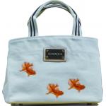 Pesce rosso 【ペシェロッソ】ricamoライン トートバッグcarina（ナチュラル＋レッド）