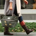 Pesce rosso 【ペシェロッソ】ricamoライン 2WAYトートバッグ（アーミーグリーン＋ゴールド）