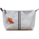 Pesce rosso 【ペシェロッソ】ricamoライン　三角ポーチ（ナチュラル＋レッド）