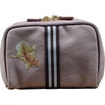 Pesce rosso 【ペシェロッソ】ricamoライン　スクエアポーチ（ミルクティー＋ゴールド）