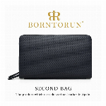 スペイン製 カーボンレザー セカンドバッグ Wファスナー BTR-SC-103 メンズバッグ