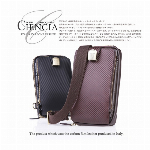 イタリア製カーボンレザー ミニセカンドバッグ ラウンド長財布 ダブルファスナー ..