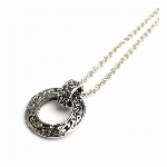 いぶし加工風アラベスクリング シルバー風サークルネックレス メンズネックレス necklace SPST031