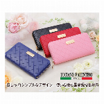 ラウンドファスナー 長財布 ダイヤカット柄型押し ロングウォレット  LUV-1005L レディース財布