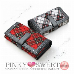 収納力抜群 25ポケット アコーディオン財布 タータンチェック PS-201 レディース財布