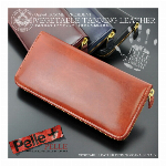 本革使用 イタリアンレザーと国産ヌメ革 ラウンドファスナー式 二つ折り財布 UH..