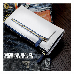 本革使用 カードスライダー付き L字ファスナー式縦型二つ折り財布 短財布 VH-..