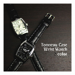 日常生活防水 シンプル3針 シックなモノクロカラー ラウンドケース 型押しPUレ..