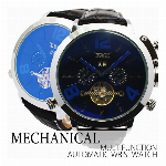 自動巻き腕時計 ATW001 無反射コーティングブルーガラス トリプルカレンダー 機械式腕時計 メンズ腕時計