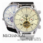 自動巻き腕時計 ATW003 トリプルカレンダー テンプスケルトン 回転ベゼル ..