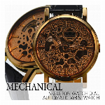 自動巻き腕時計 ATW027 ブラックケース トリプルカレンダー テンプスケルト..