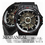 自動巻き腕時計 ATW023 回転ベゼル ホワイト文字盤 ミリタリー スケルトン..