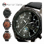 文字盤1周カレンダー付 近代的 パンチングベルト手元魅せ HM003 Hanna..