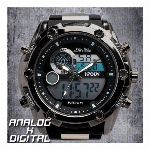 アナデジ HPFS615-YGBK アナログ&デジタル クロノグラフ 防水 ダイ..
