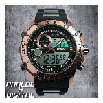 アナデジ デジアナ HPFS622-BKRD アナログ&デジタル クロノグラフ ..