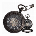 ポケットウォッチ 懐中時計 手巻き スケルトン 全4色 シースルー PWA001..