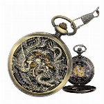ポケットウォッチ 懐中時計 手巻き スケルトン 蓋付き シースルー  PWA00..
